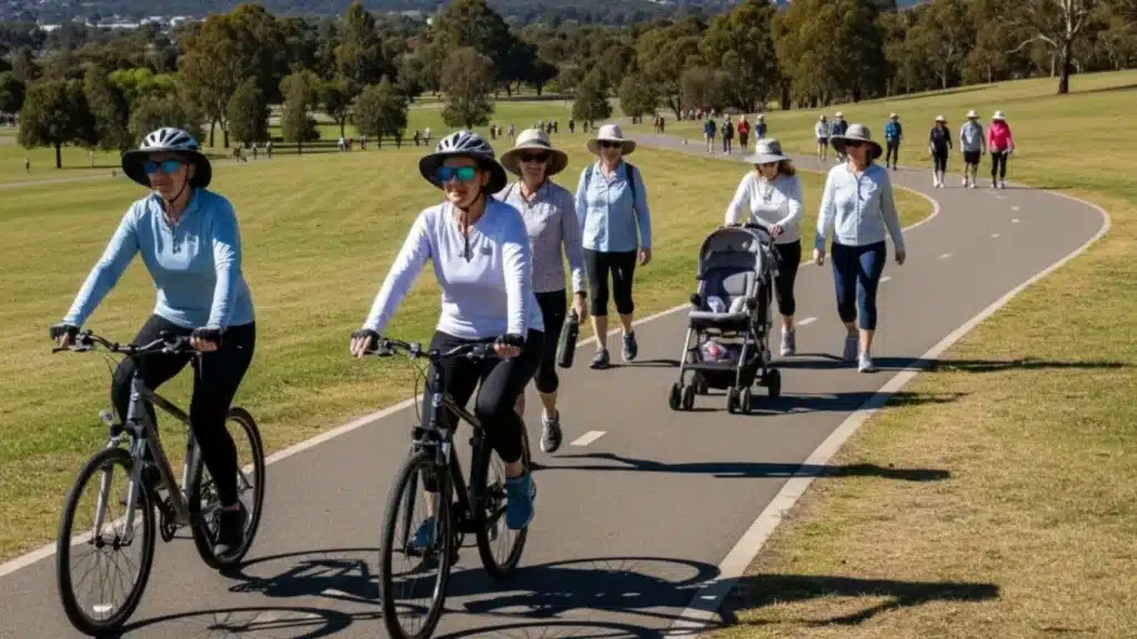 Canberra residents enjoying an outdoor lifestyle with regular sun exposure in Australia